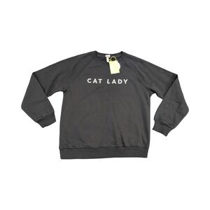 ⭐C8 The Cuddle Collab Women's "Cat Lady" Crewneck Sweatshirt Black Size M
